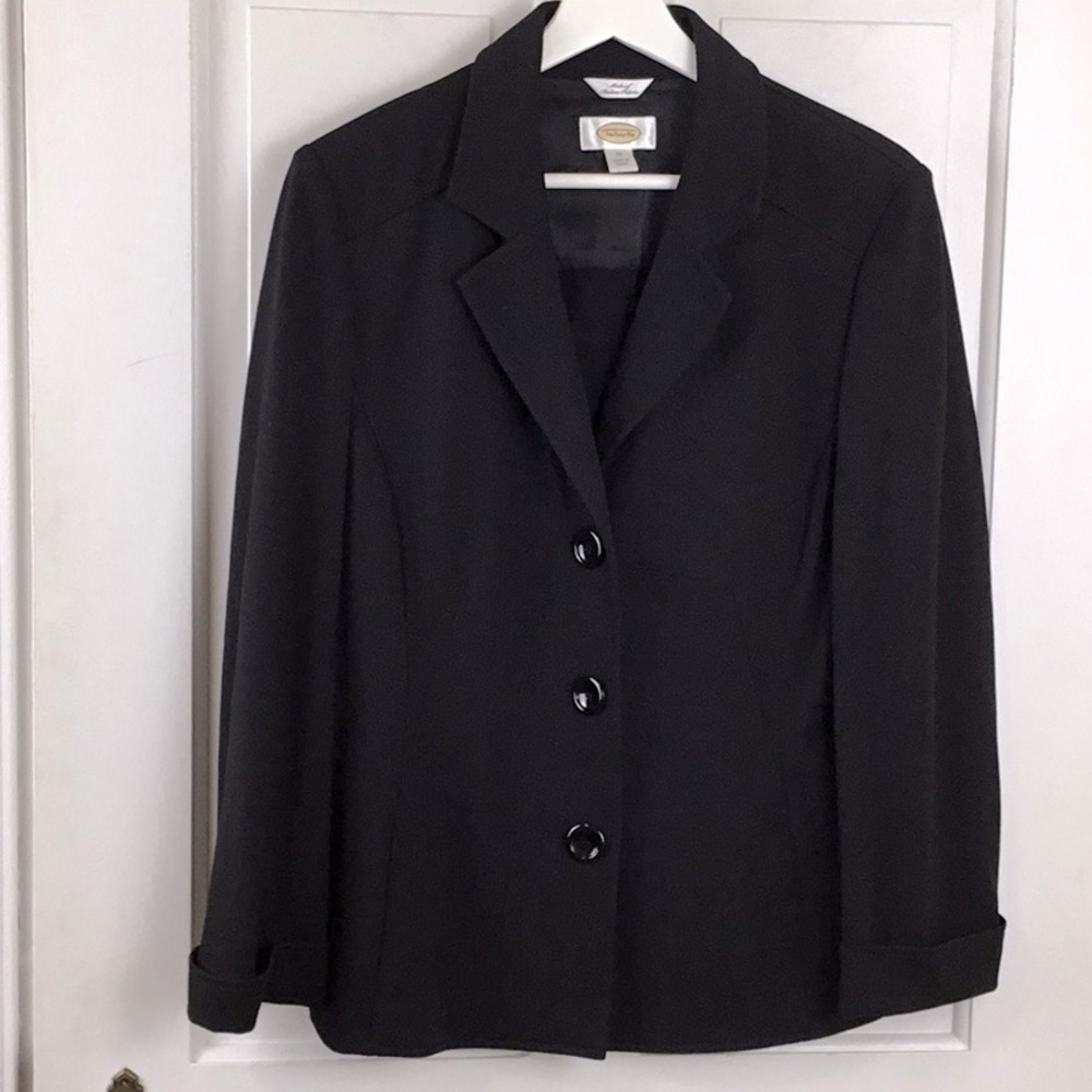 Vintage Talbots Black Blazer Jacket Size 10 Italian Fabric Classic